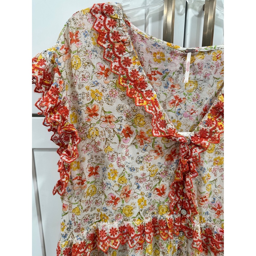Free People Cream Maxi Dress with Coral Trim - Picture 3 of 8